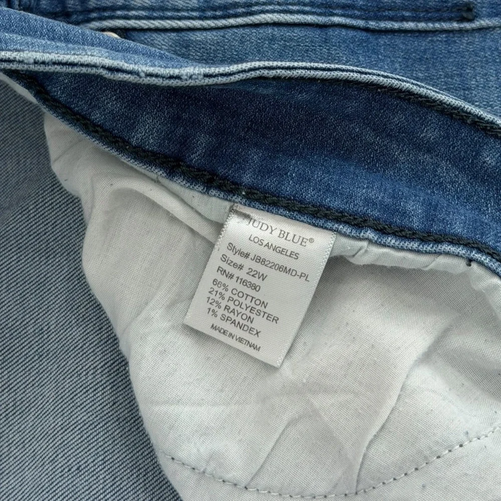 Judy Blue Skinny Jeans Womens 22W High Rise Distressed Stretch Plus Size